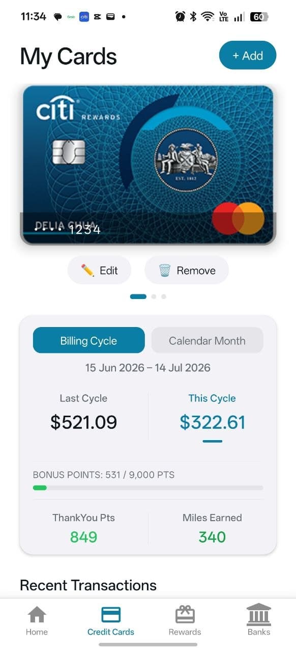 Transactions list with AI categories